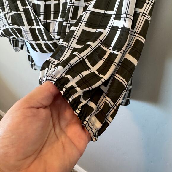 Alfani Career Top Womens Sz 24 Black White Hi-Low Long Sleeve Casual Office - Picture 5 of 10